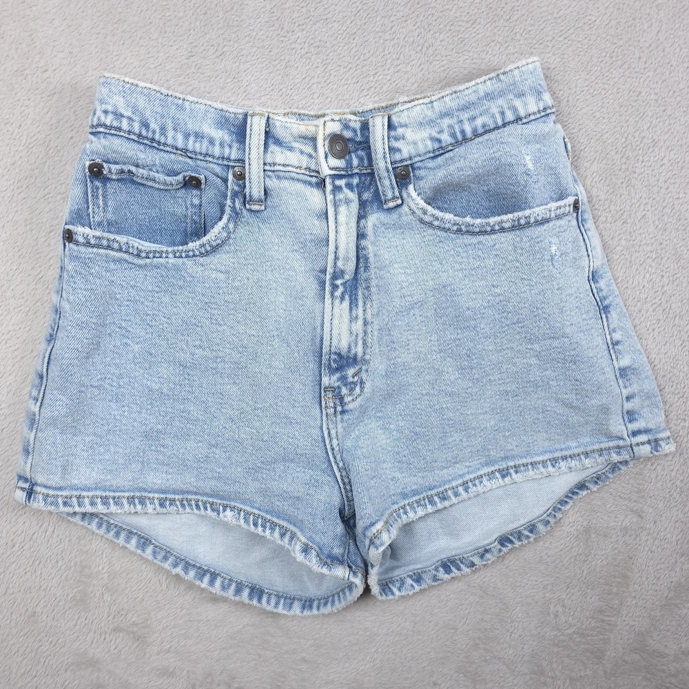 Abercrombie & Fitch Mom Shorts Womens 25 High Rise Curve Love Light Wash Denim